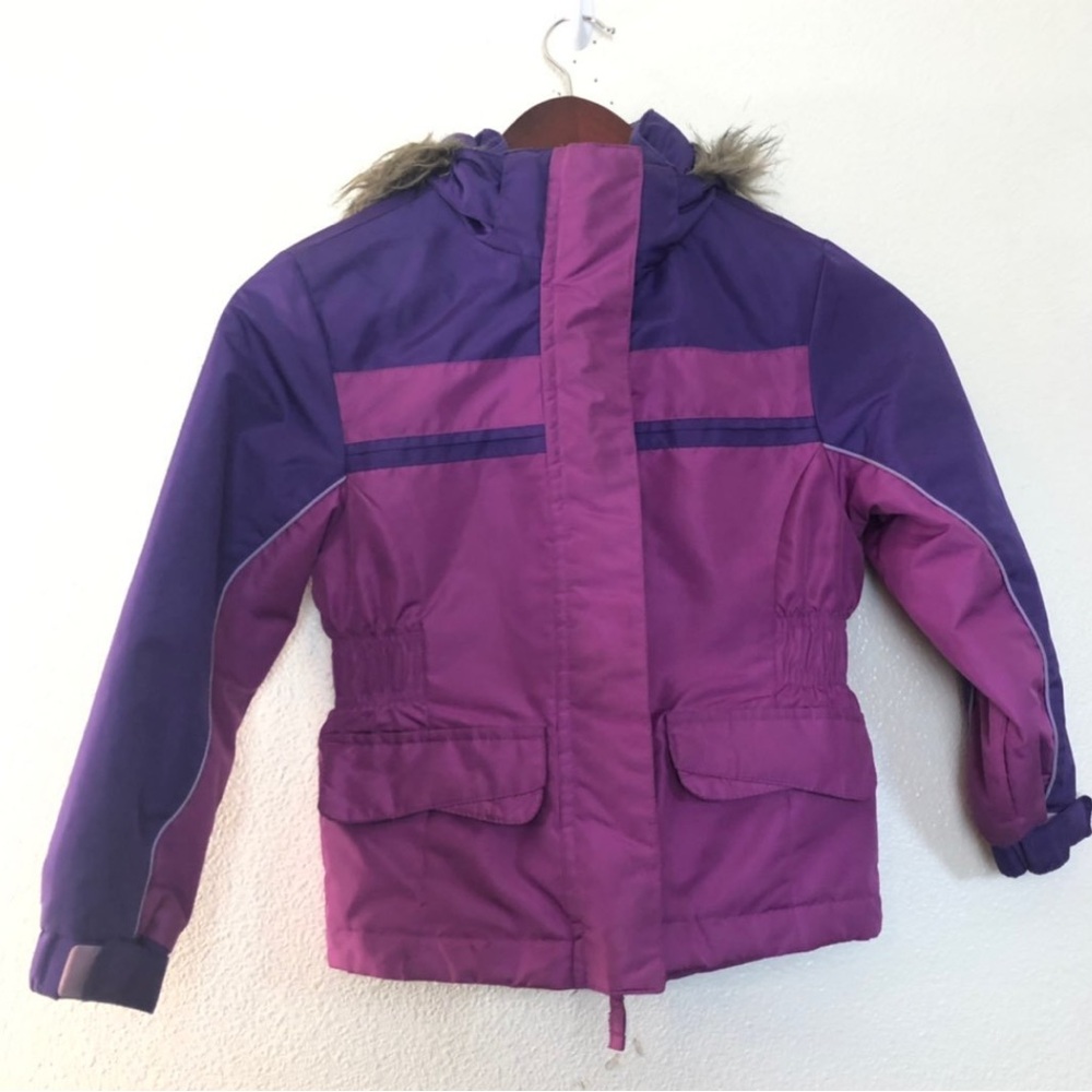Cherokee Girls Kids Purple Faux Fur Puffer Jacket